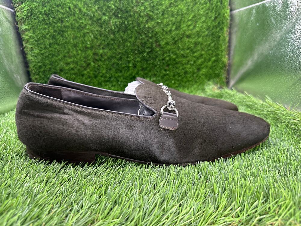 Donald Pliner Loafer Shoes Mens 10D Black Cowhide Leather Horsebit Preppy Formal